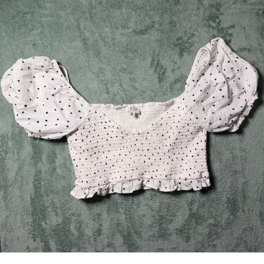 Le Lis Collection Womens/Juniors Puff Sleeve Crop Top Medium